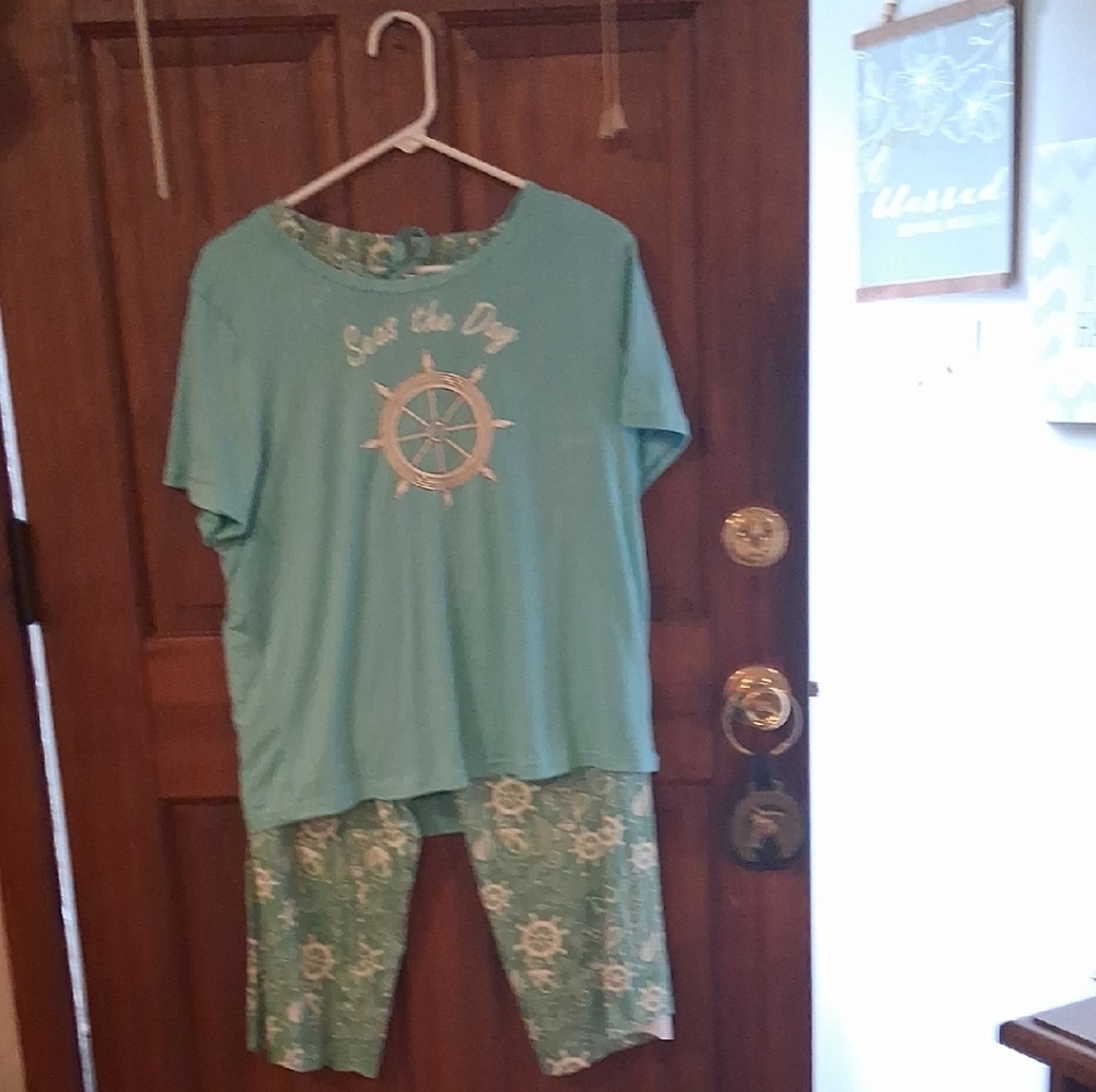 RealHer Teal Pajama Set with Nautical Design